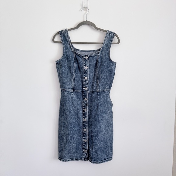 Jordache Dresses & Skirts - Vintage Jordache Sleeveless Button Up Acid Wash Denim Dress Size Small Y2K